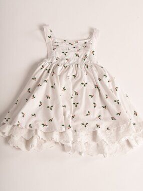 SweetHoney Tis The Season Mistletoe Holly Christmas Pinafore Ruffle Dress Rare